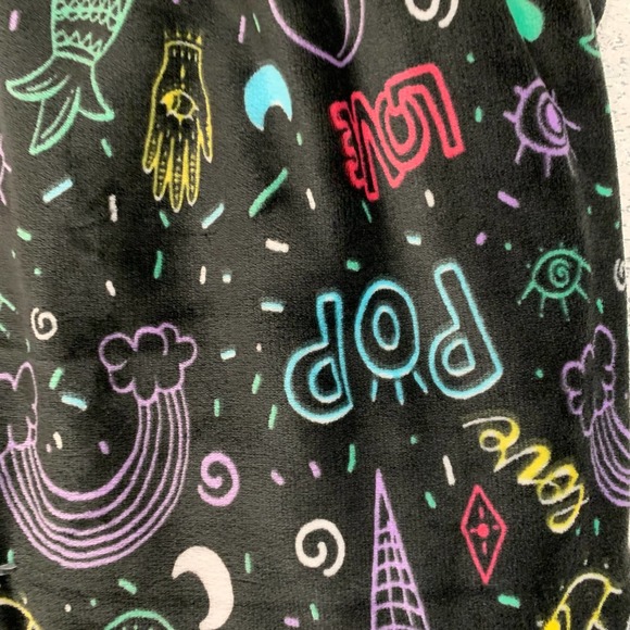 Pop Art Doodle Print Icecream Rainbow Palmistry Moon Eye Oversized Plush Blanket - Picture 6 of 12